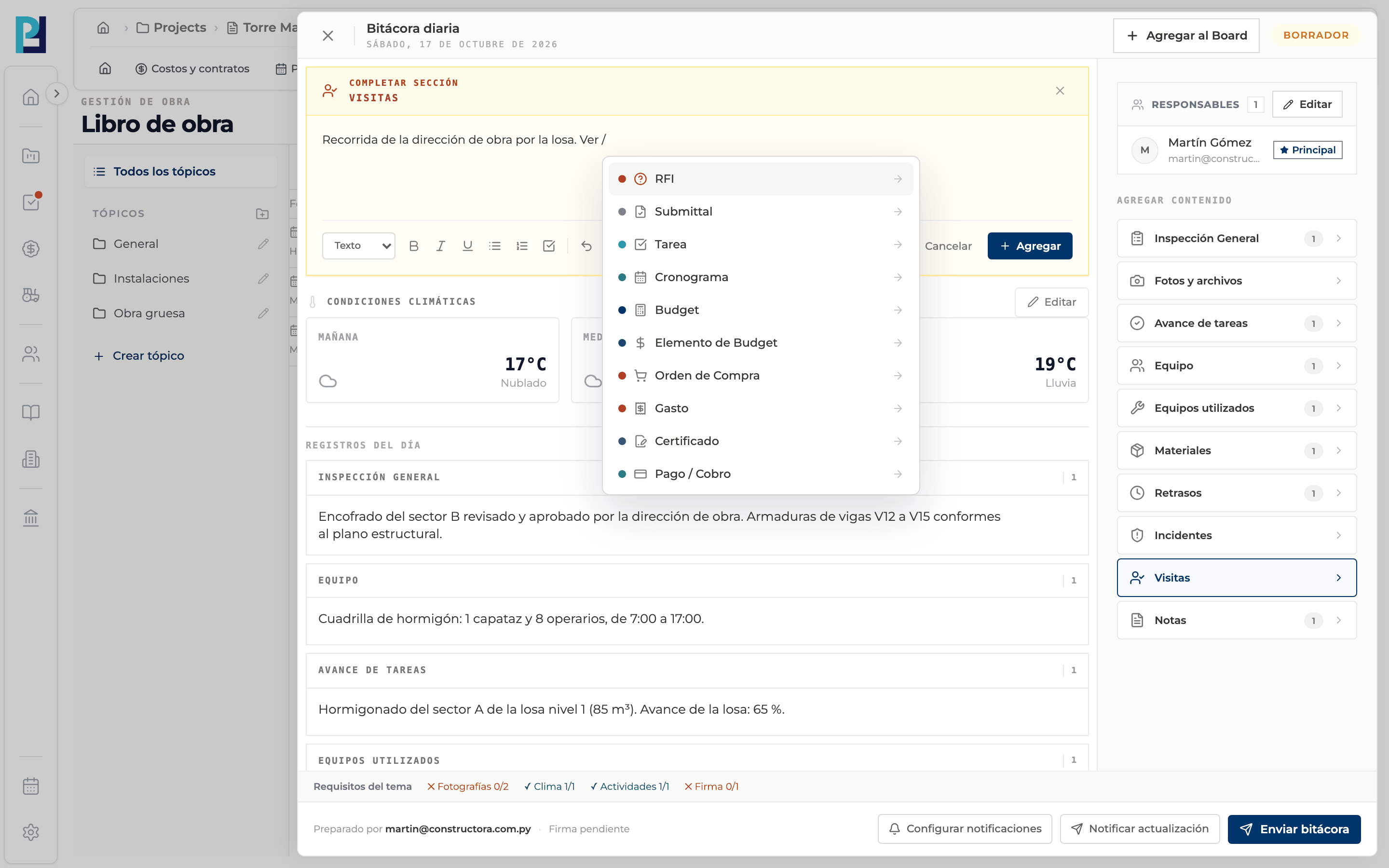 Captura de producto: Vincular la bitácora con otros módulos