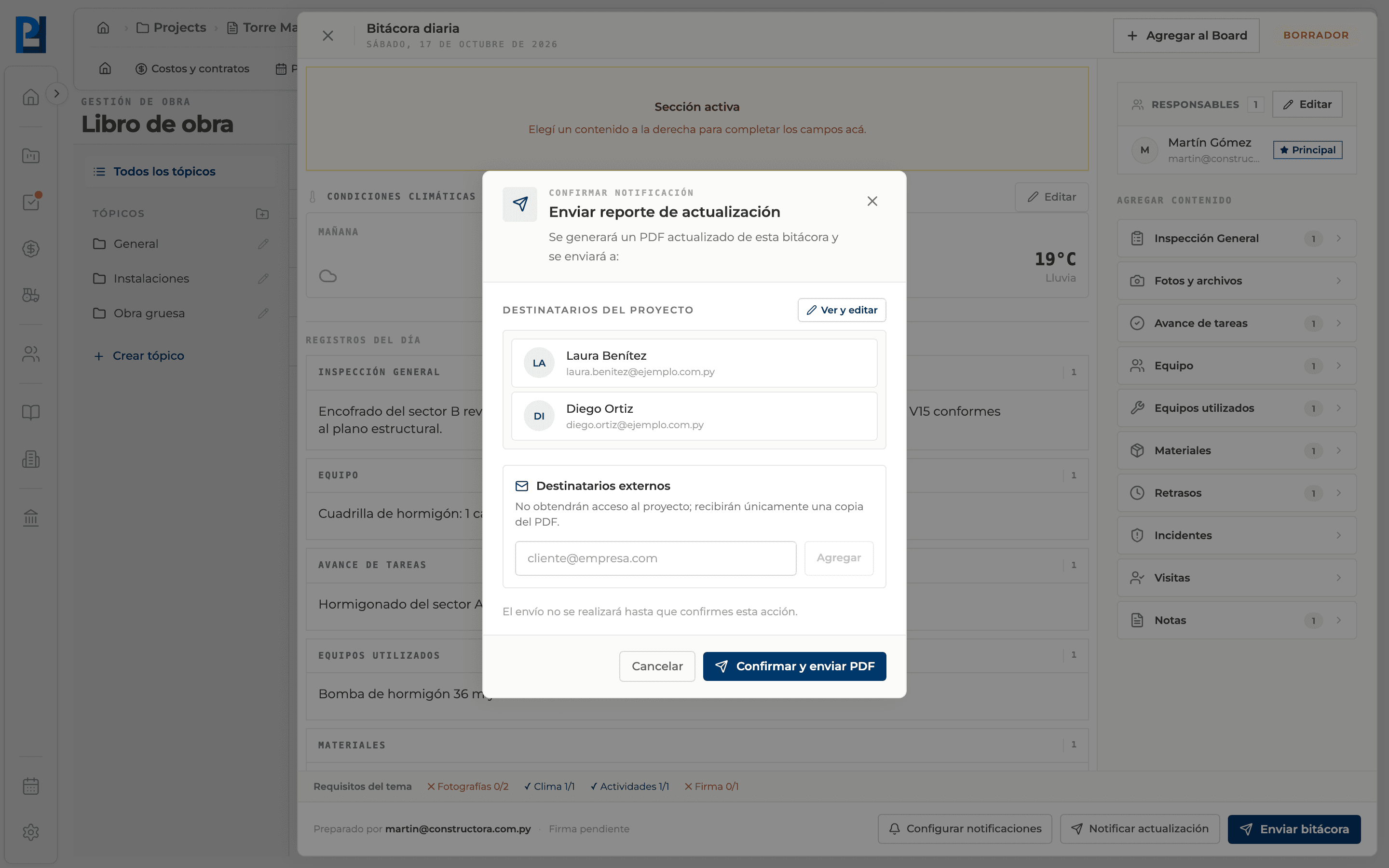 Product screenshot: Set up notifications and notify an update
