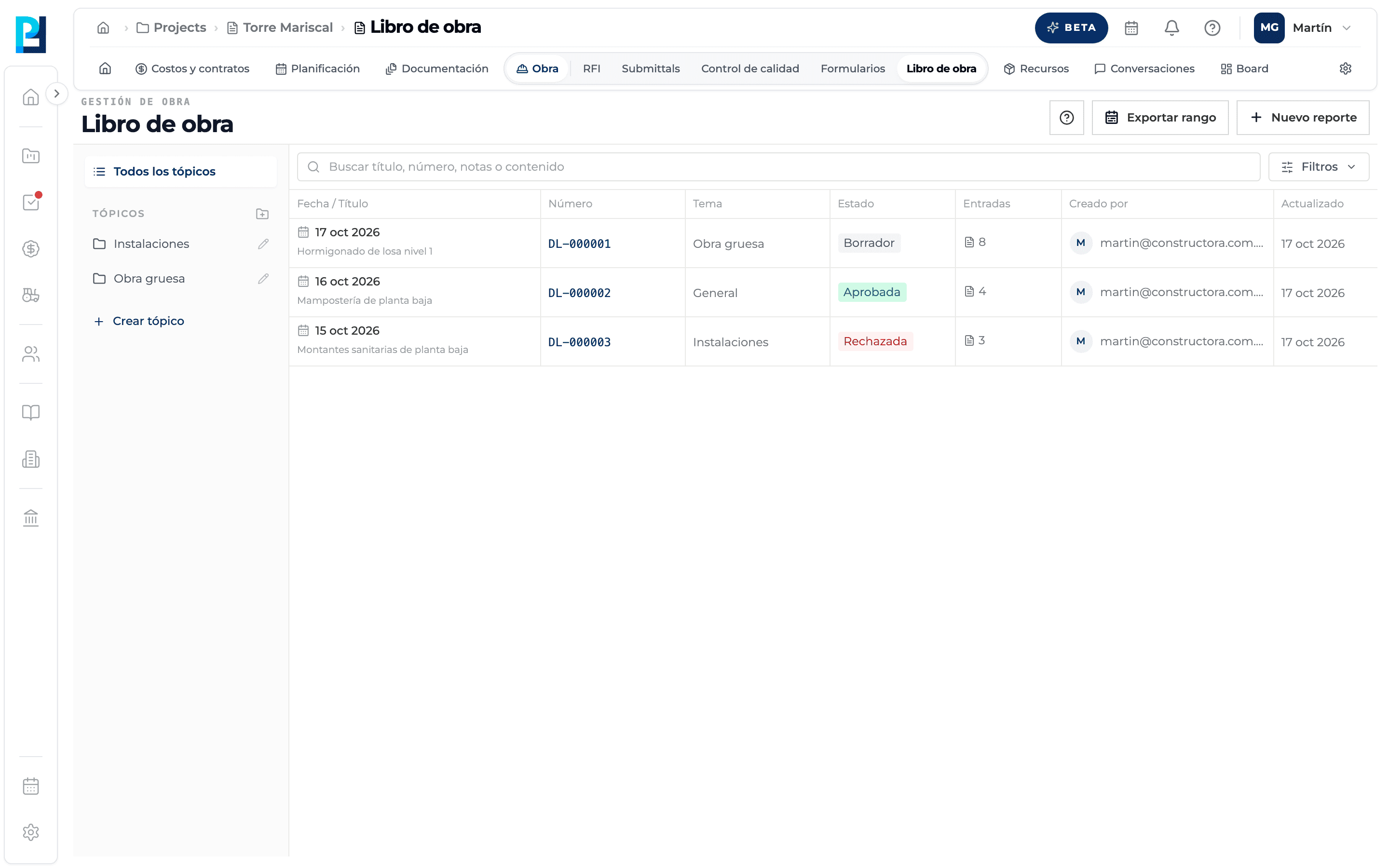 Product screenshot: What the Daily log is and what each status means