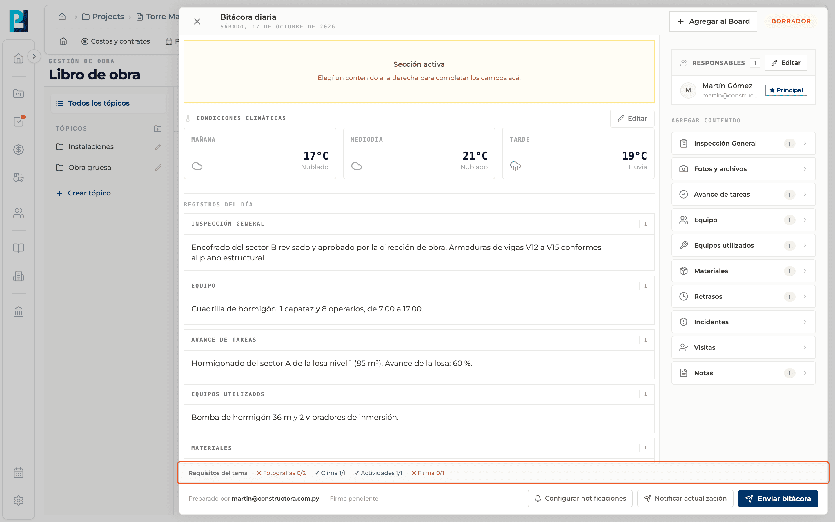 Paso 8: Mirá los requisitos en la bitácora