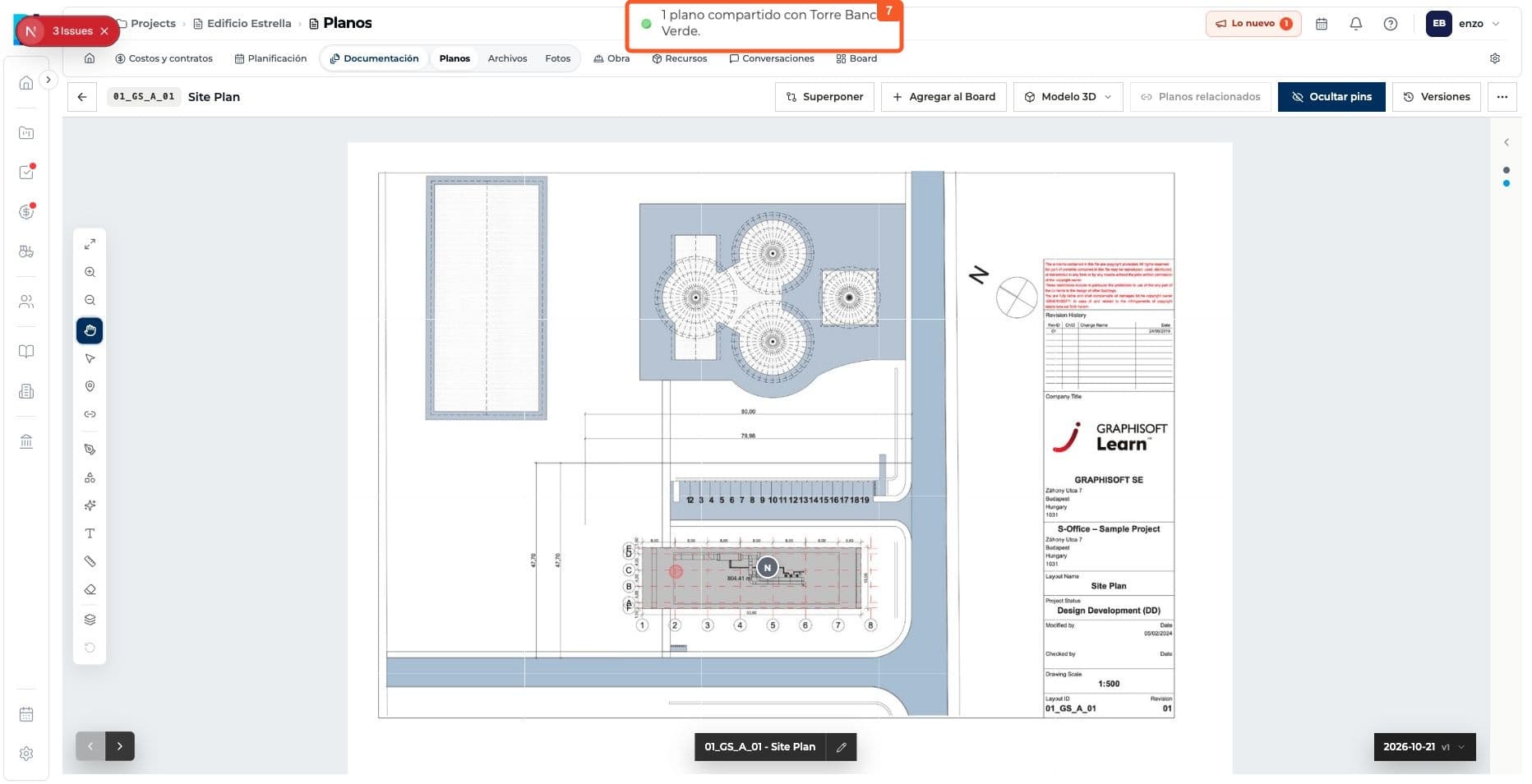 Captura de producto: Compartir un plano con otro proyecto