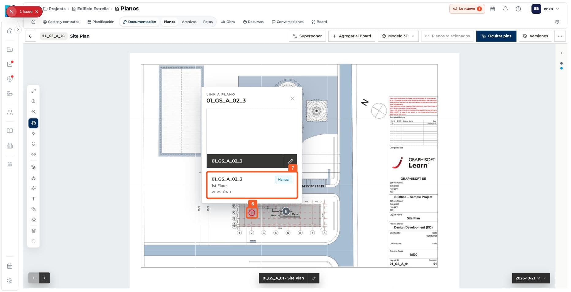 Captura de producto: Crear un hipervínculo entre planos