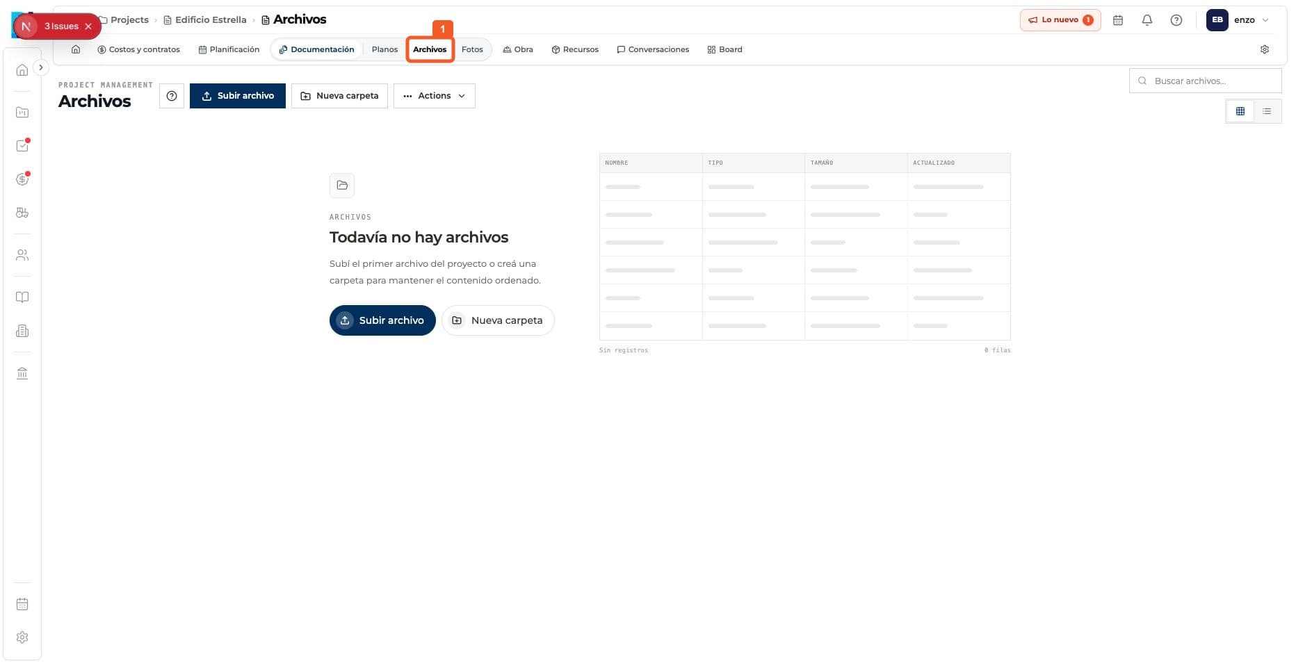 Paso 1: Entrá a Archivos del proyecto.