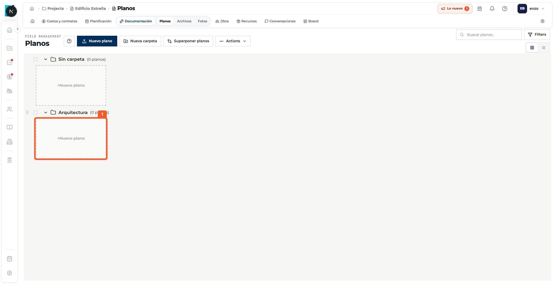 Step 1: Inside the destination folder, select New drawing.
