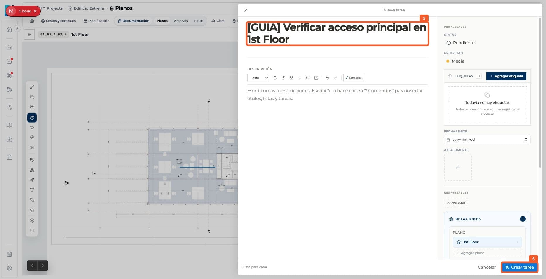 Step 5: Enter the details and create the task.