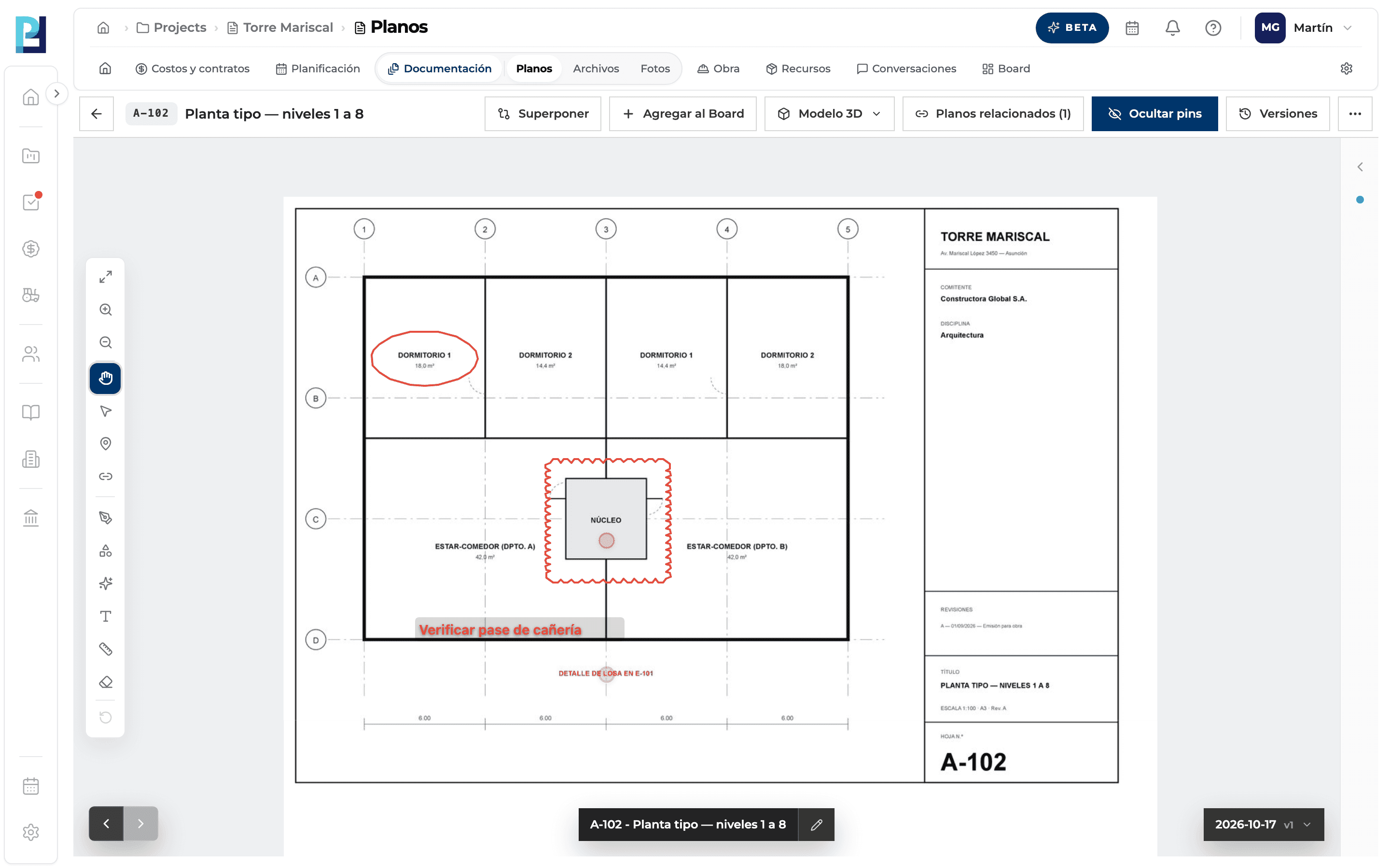 Captura de producto: Anotaciones sobre el plano: dibujo, formas, símbolos, texto, borrar y seleccionar