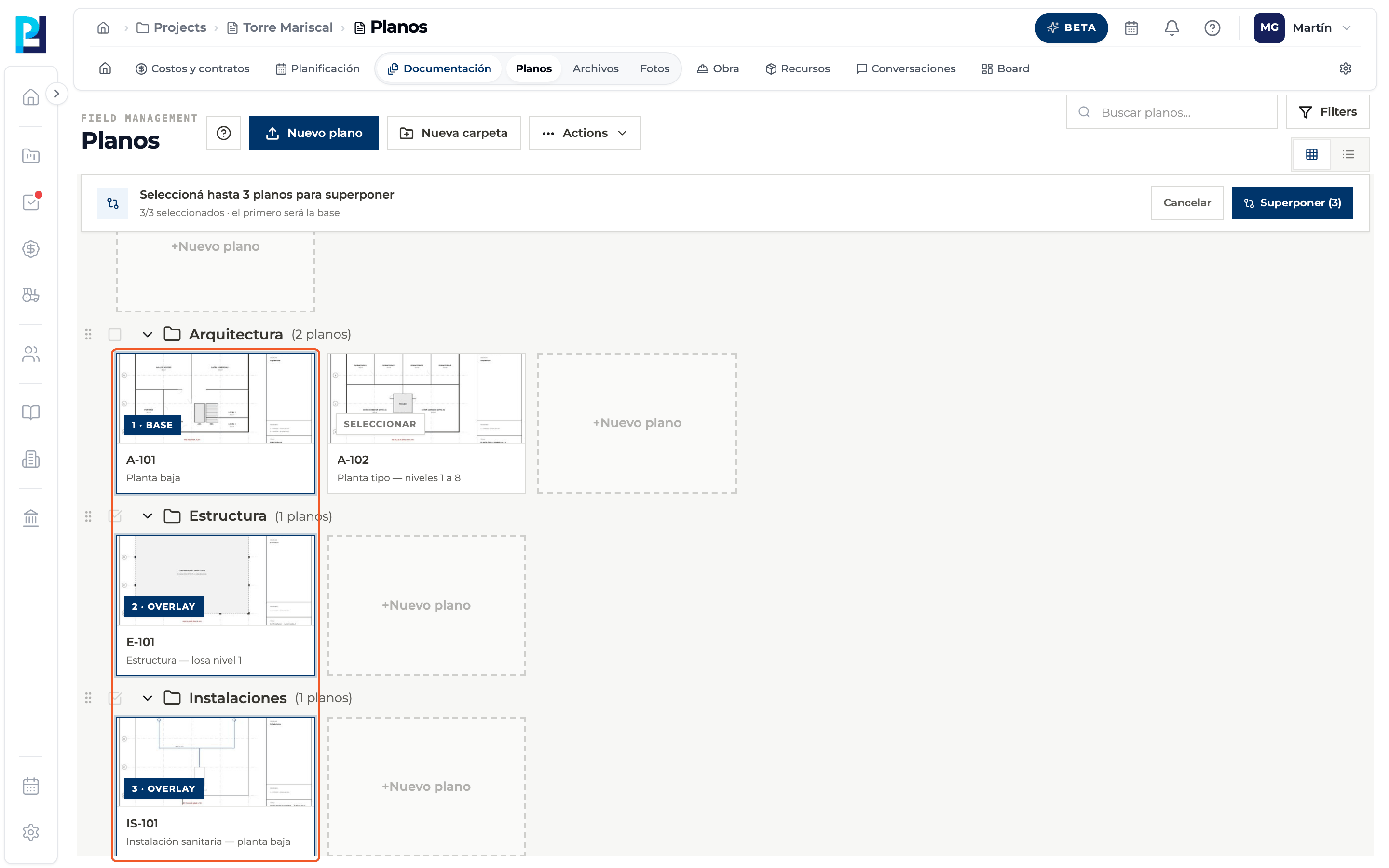 Product screenshot: Overlay drawings from the library: select and open