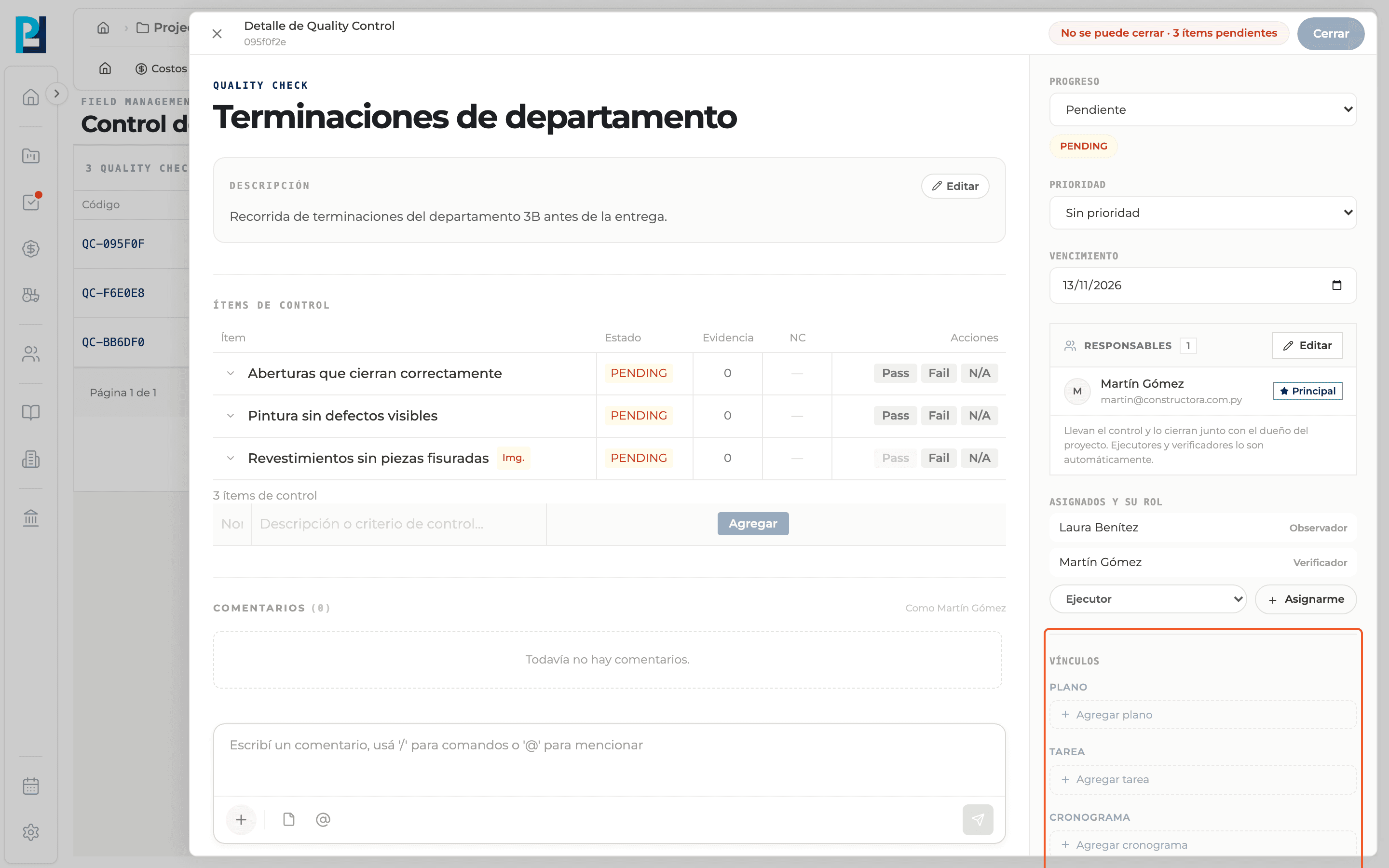 Product screenshot: Attach files and link the check