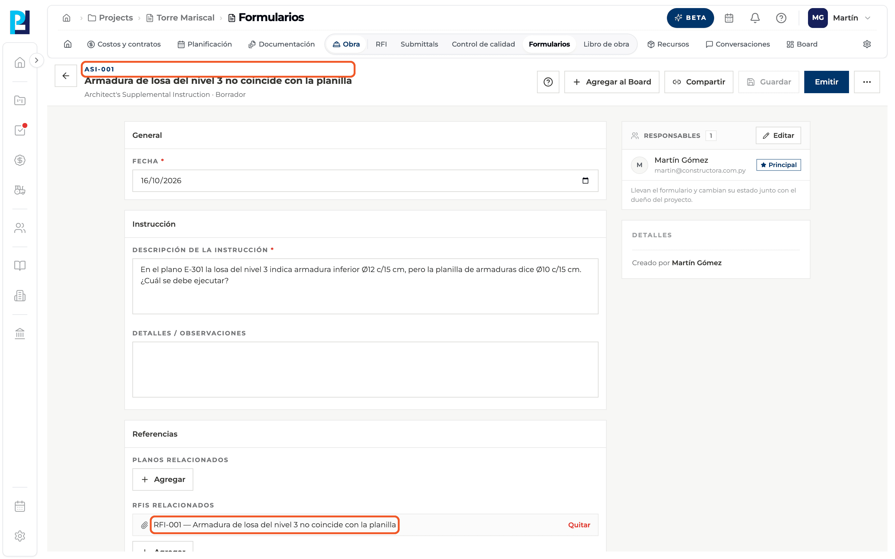 Captura de producto: Consultar el historial, crear un ASI y agregar al Board