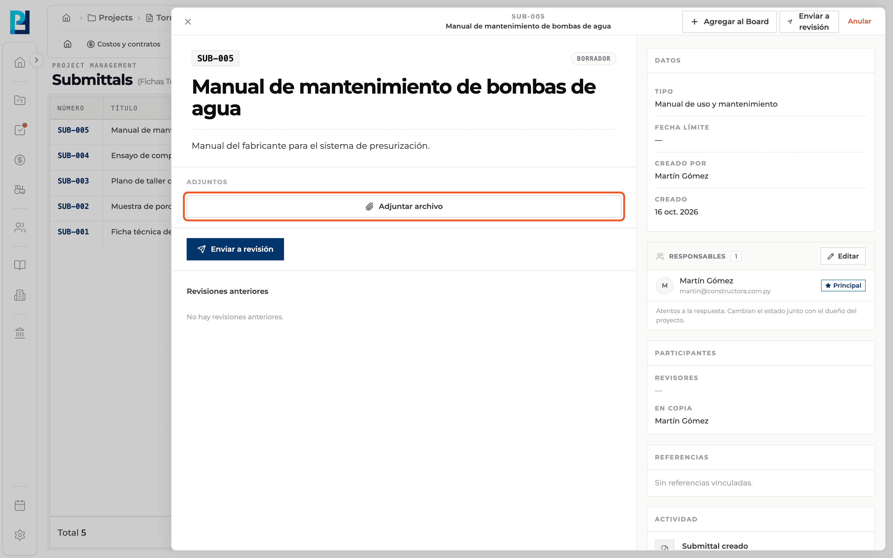 Captura de producto: Adjuntar documentos y evidencia