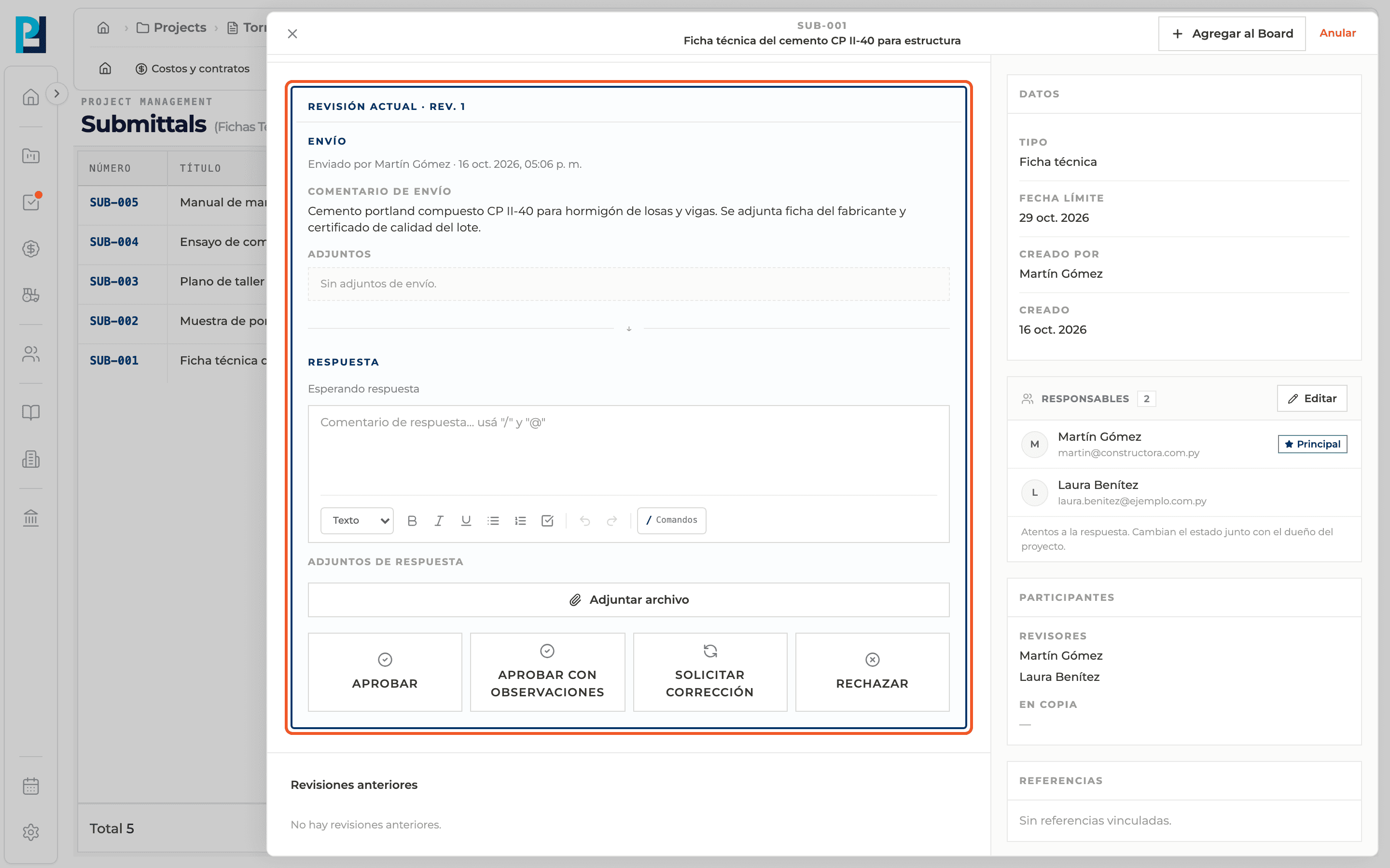 Step 1: Open the submittal in review