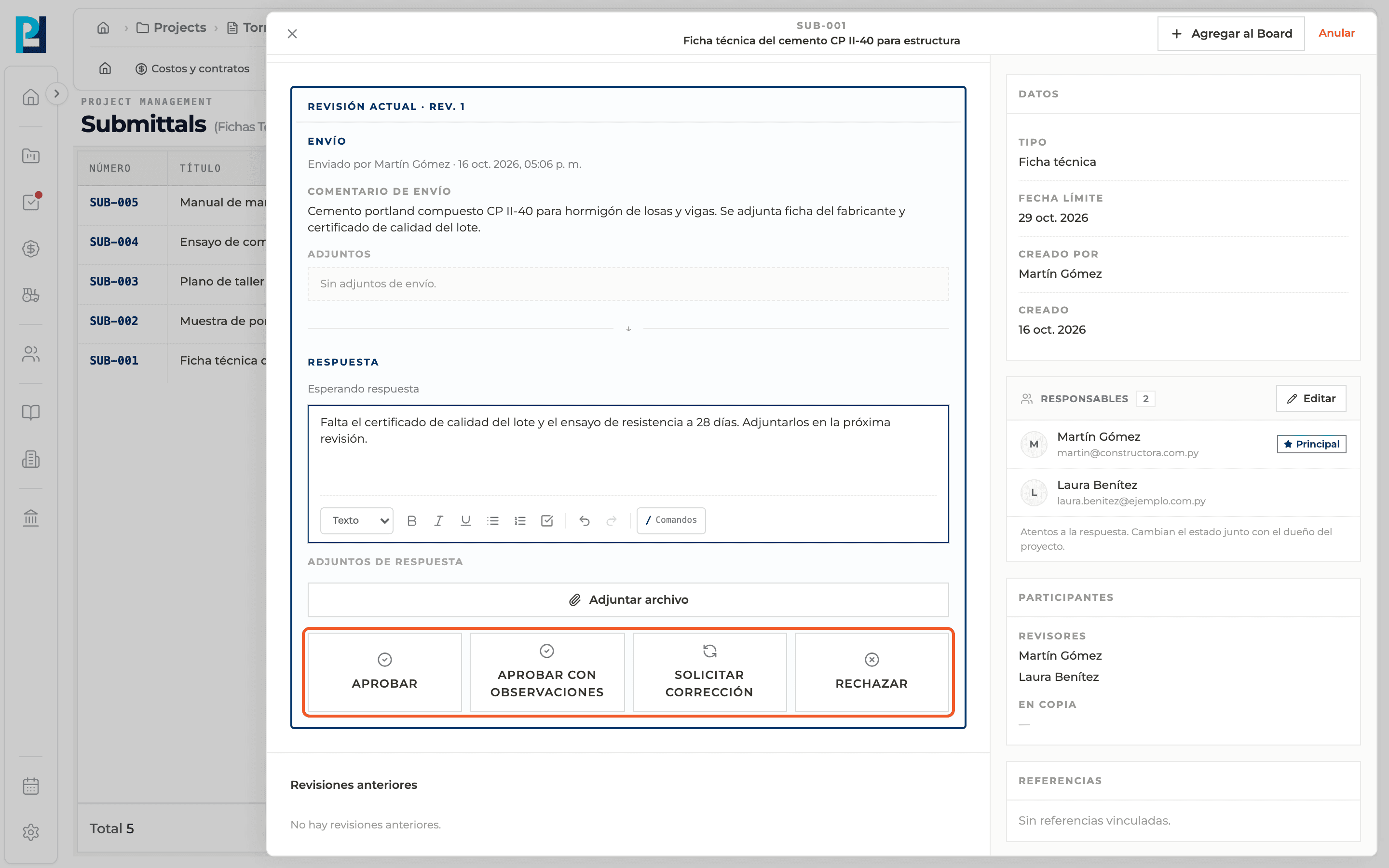 Product screenshot: Respond to the review: approve or reject