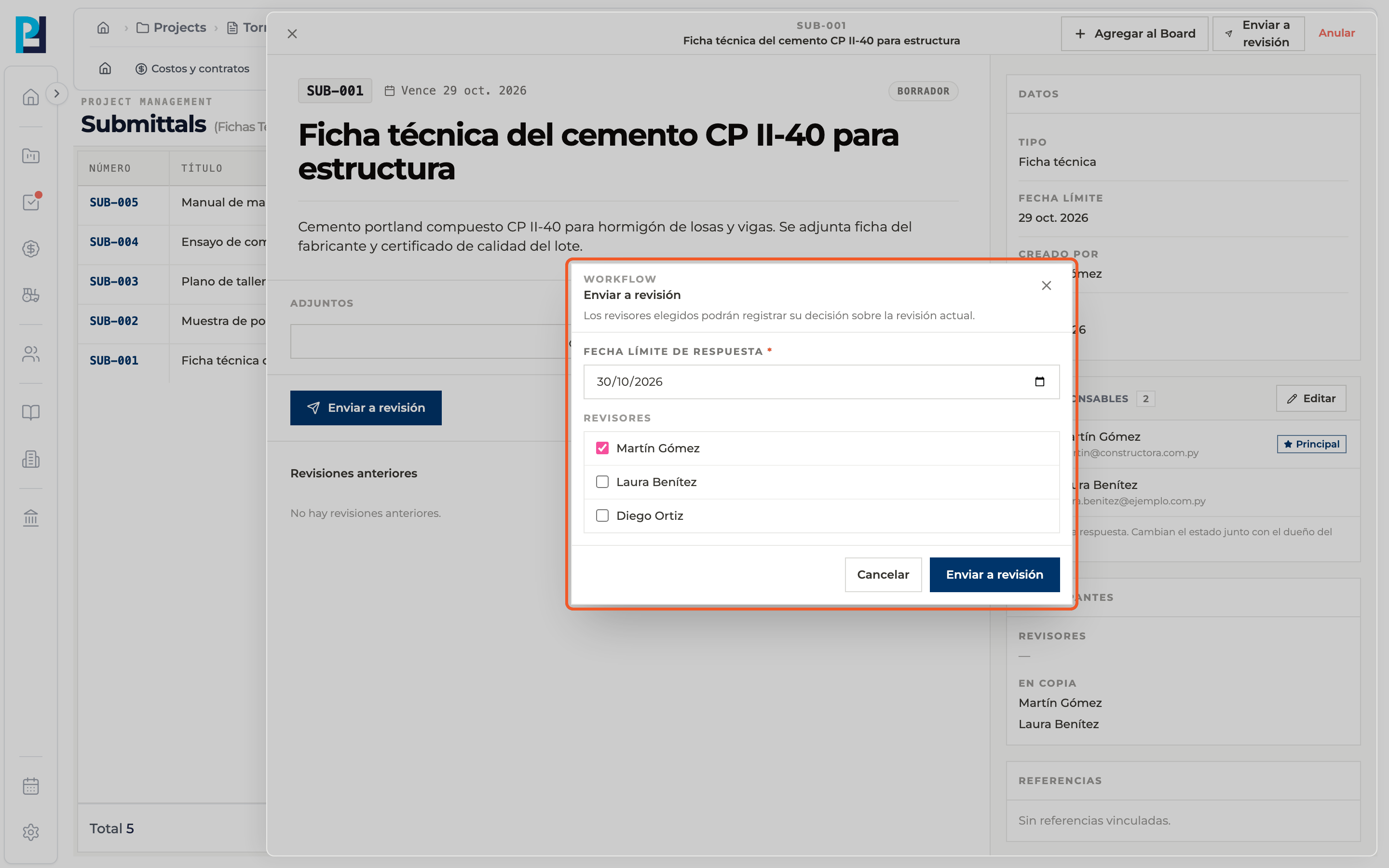 Captura de producto: Enviar la ficha a revisión