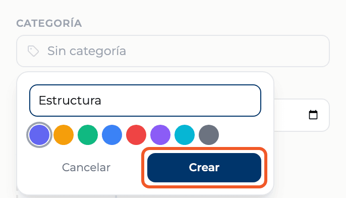 Paso 5: Elegí o creá una categoría