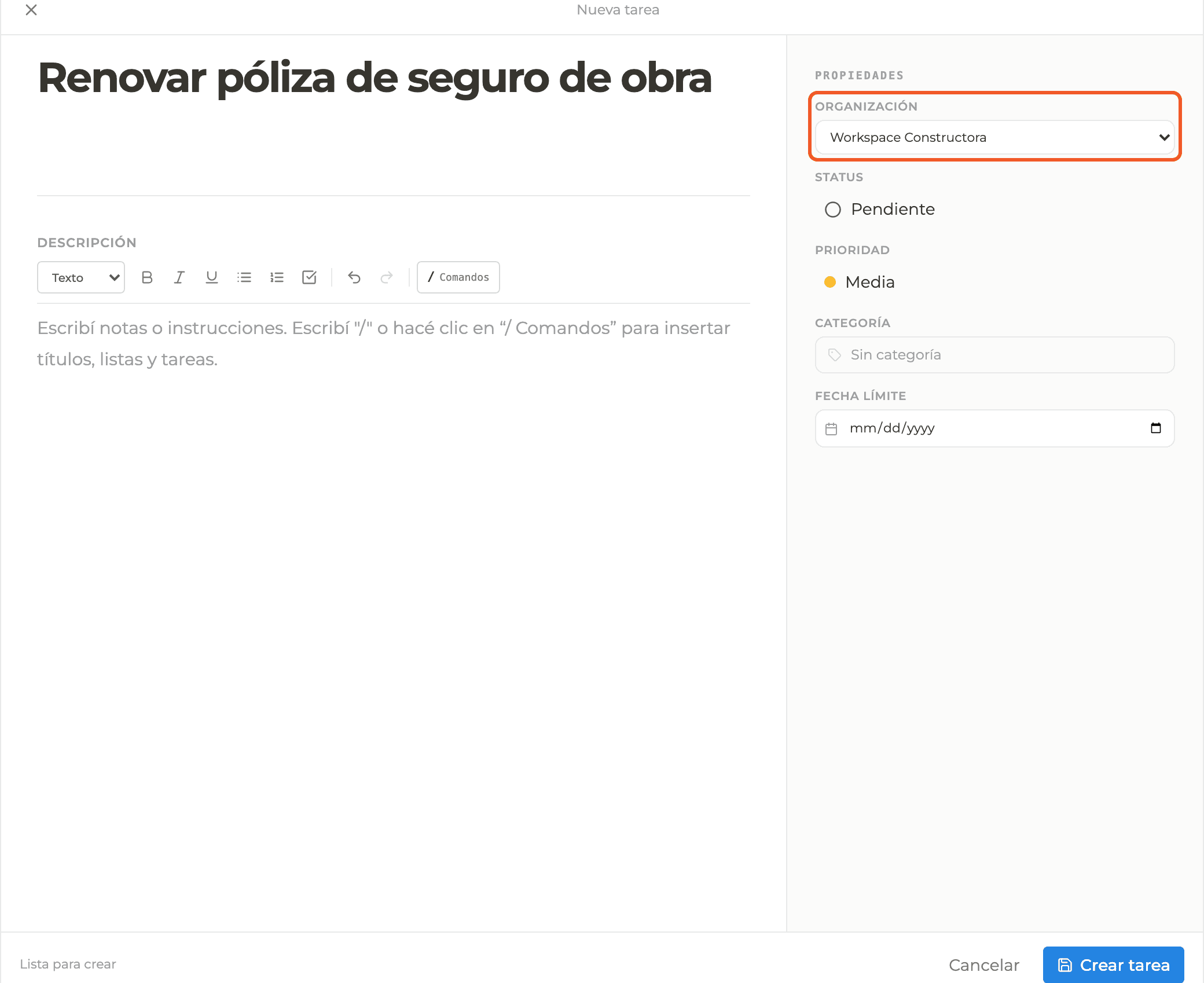 Step 5: Create a general task