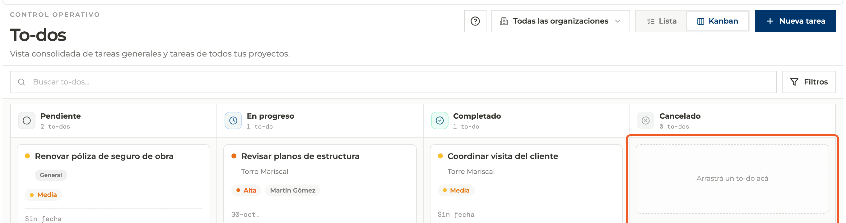 Step 6: Change status by dragging