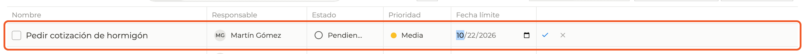 Product screenshot: Create a quick to-do from the list