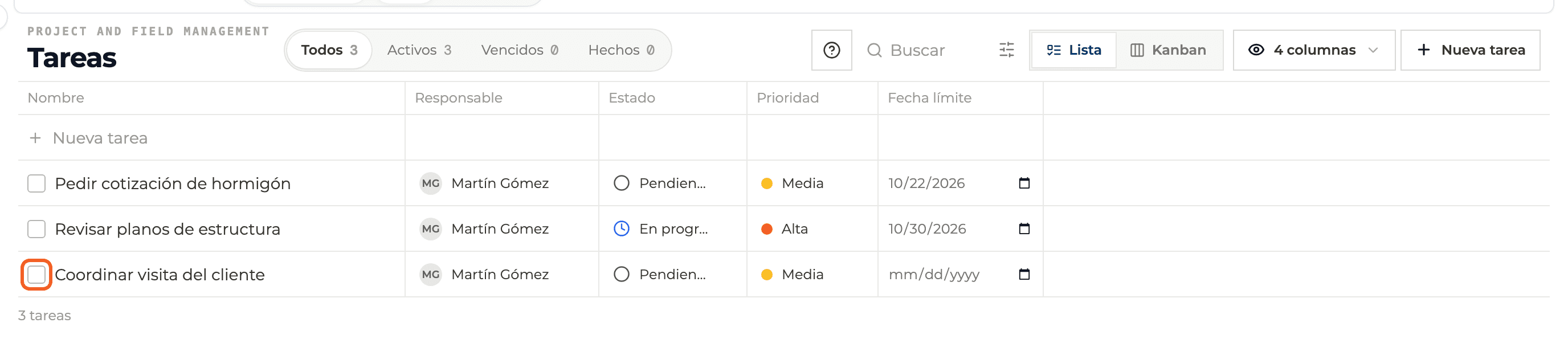 Paso 1: Completá con la casilla