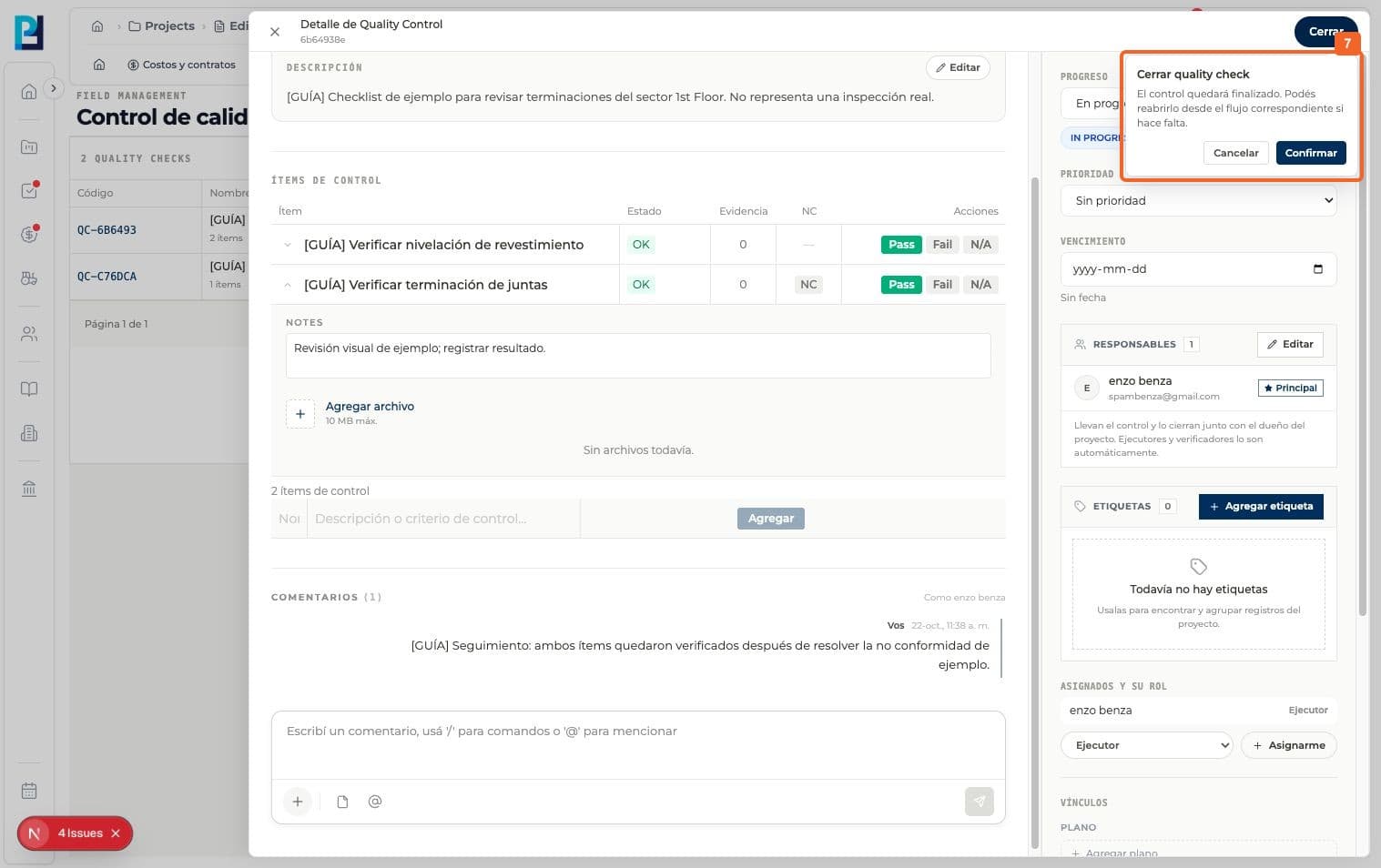 Step 7: Read the confirmation and select Confirm.