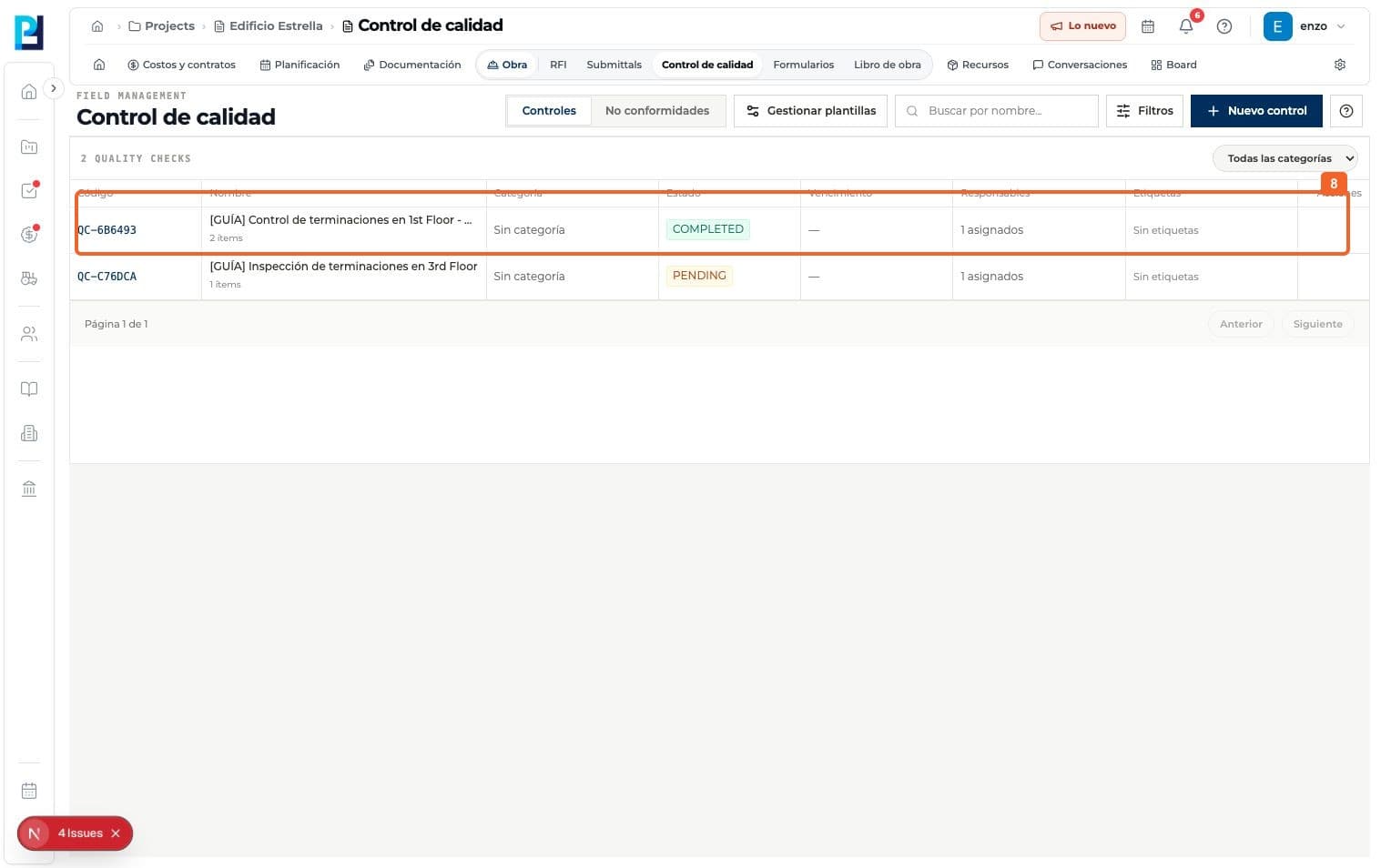 Step 8: In the list, verify the check shows COMPLETED.