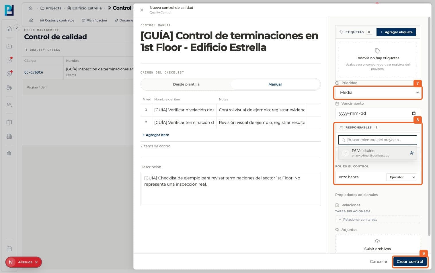 Paso 7: Seleccioná la prioridad. En la captura se eligió Media.
