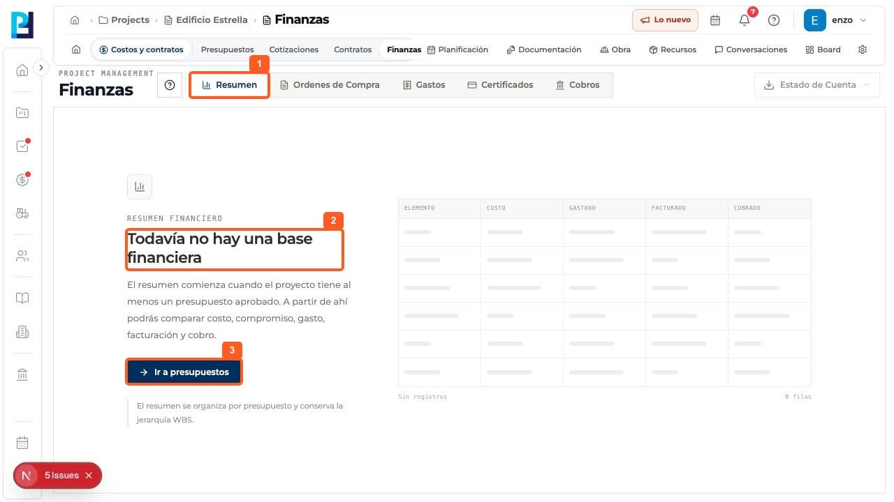 Captura de producto: Leer el resumen financiero