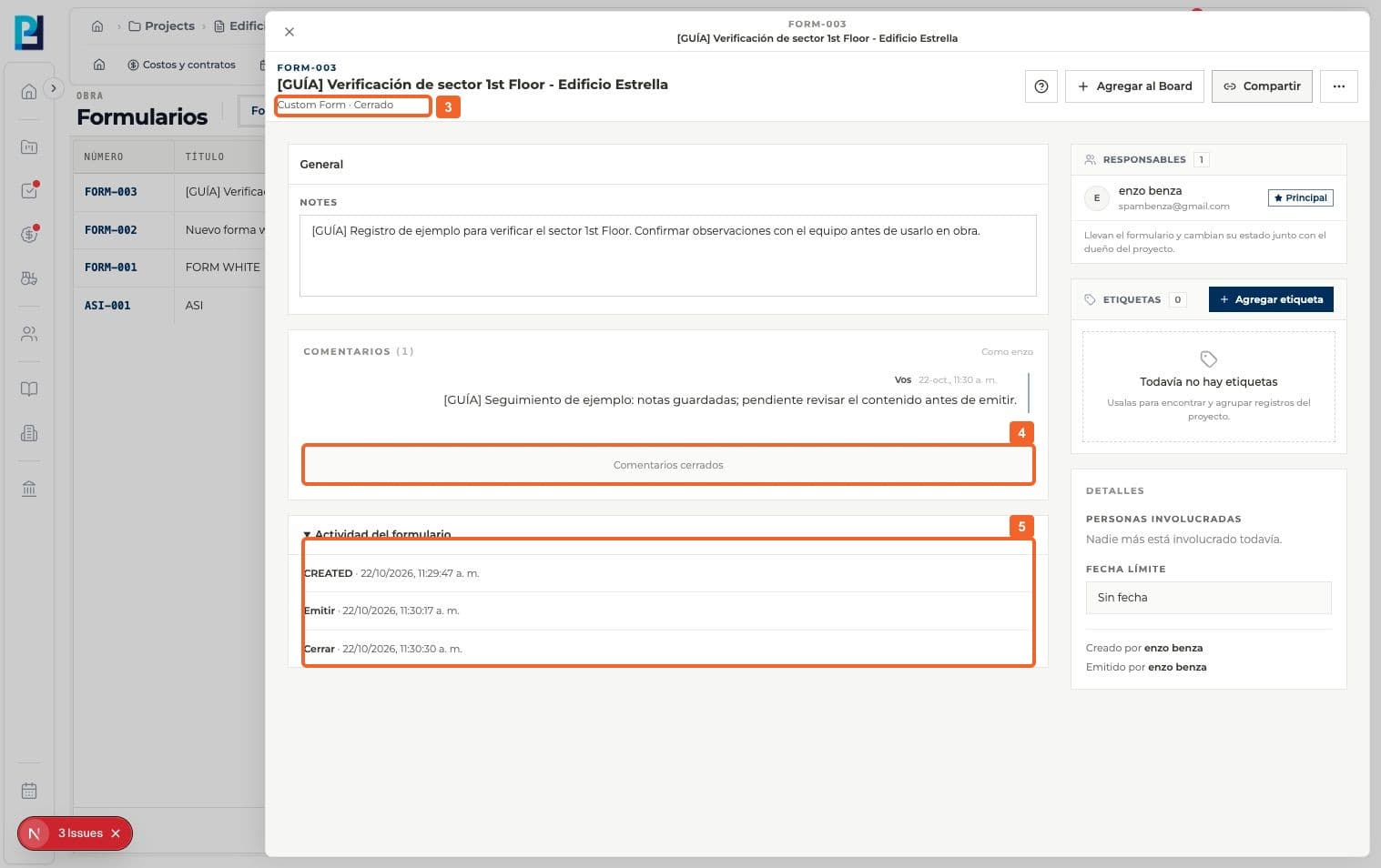 Step 3: Verify that the detail status changes to Closed.