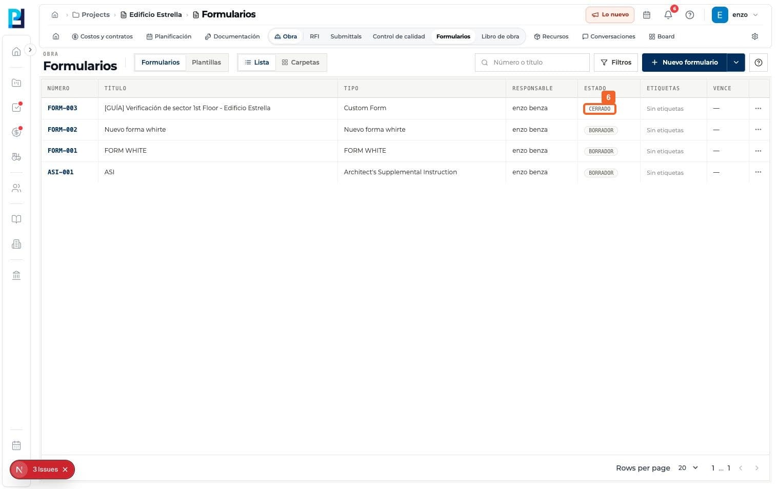 Product screenshot: Close a form