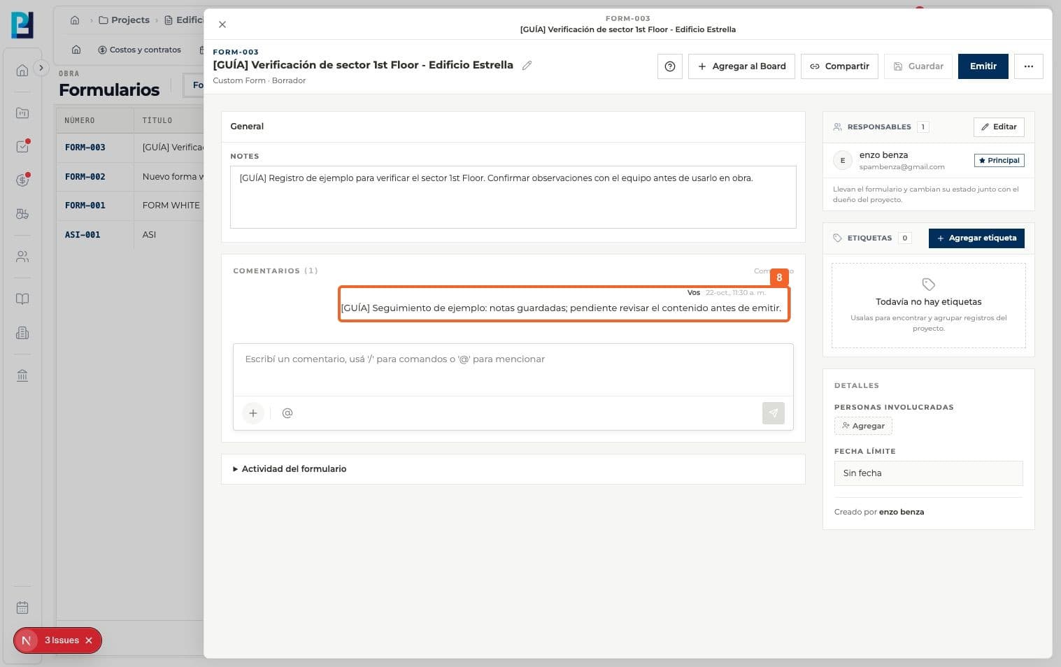 Step 8: Verify the comment appears in the conversation.