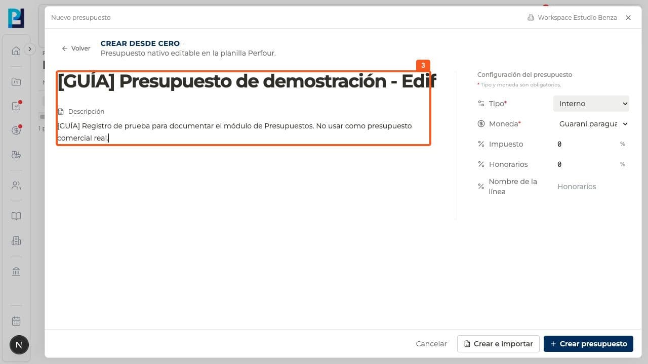Step 3: Enter a name and description for the scope.
