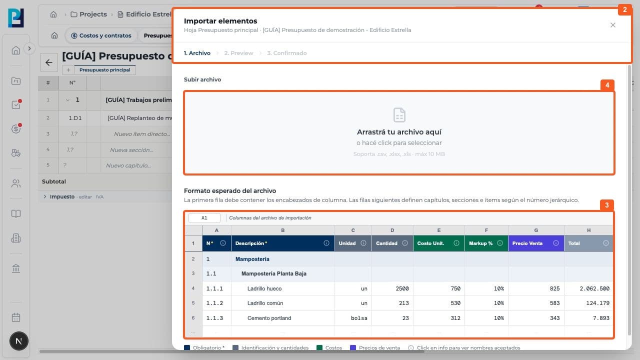 Captura de producto: Preparar la importación de elementos