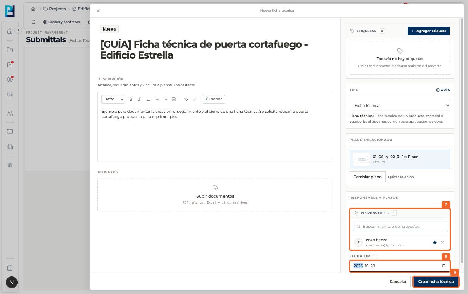 Step 7: Review the owner. The creator is initially selected and can be changed.