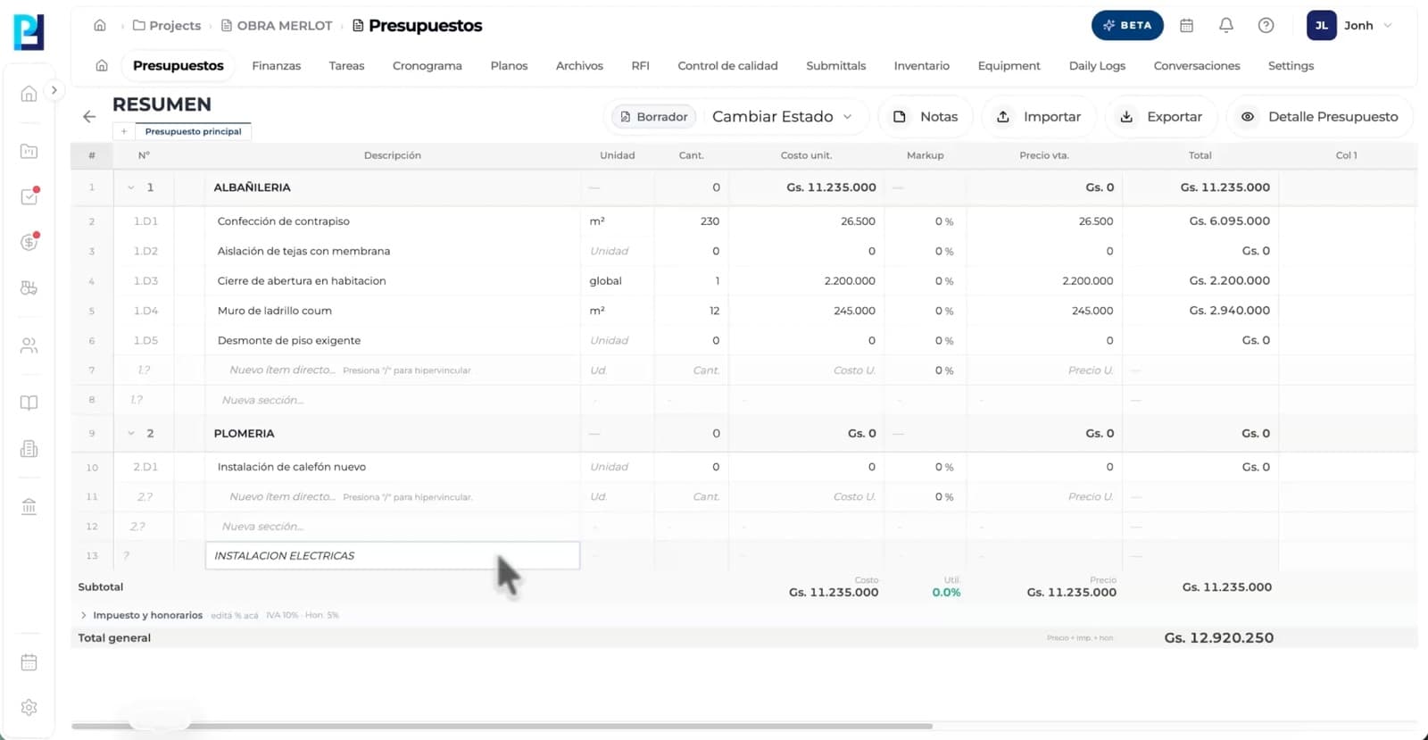 Construí tu presupuesto en minutos, no en días